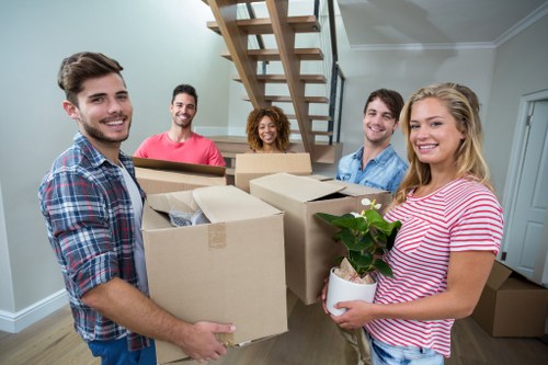 Prepared office boxes and equipment ready for relocation