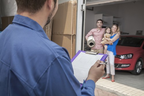 Professional packing team working in a Swiss Cottage flat