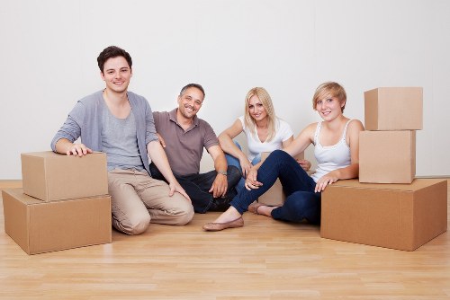 Office desks and chairs prepared for a commercial relocation